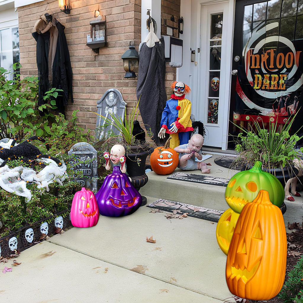 Tujoe Halloween Pumpkin Lantern Set Light up LED