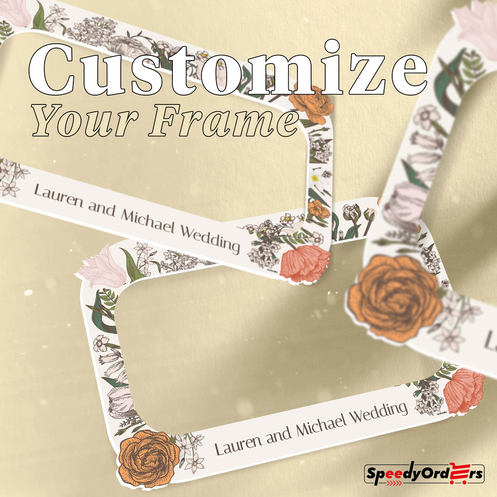 Personalized Floral Wedding Photo Booth Frame Custom PVC Photo Prop