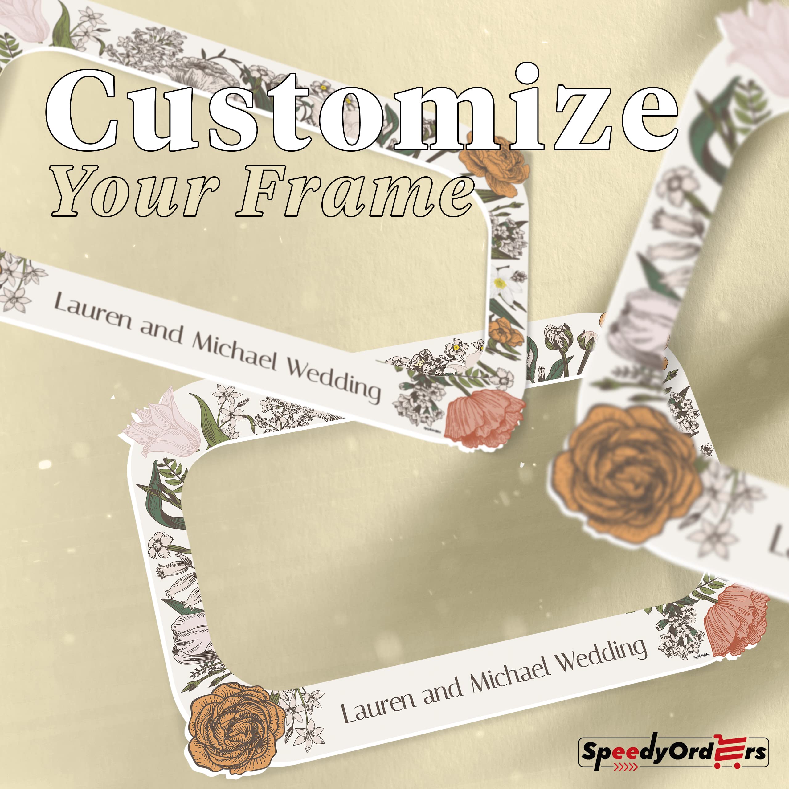 Personalized Floral Wedding Photo Booth Frame Custom PVC Photo Prop