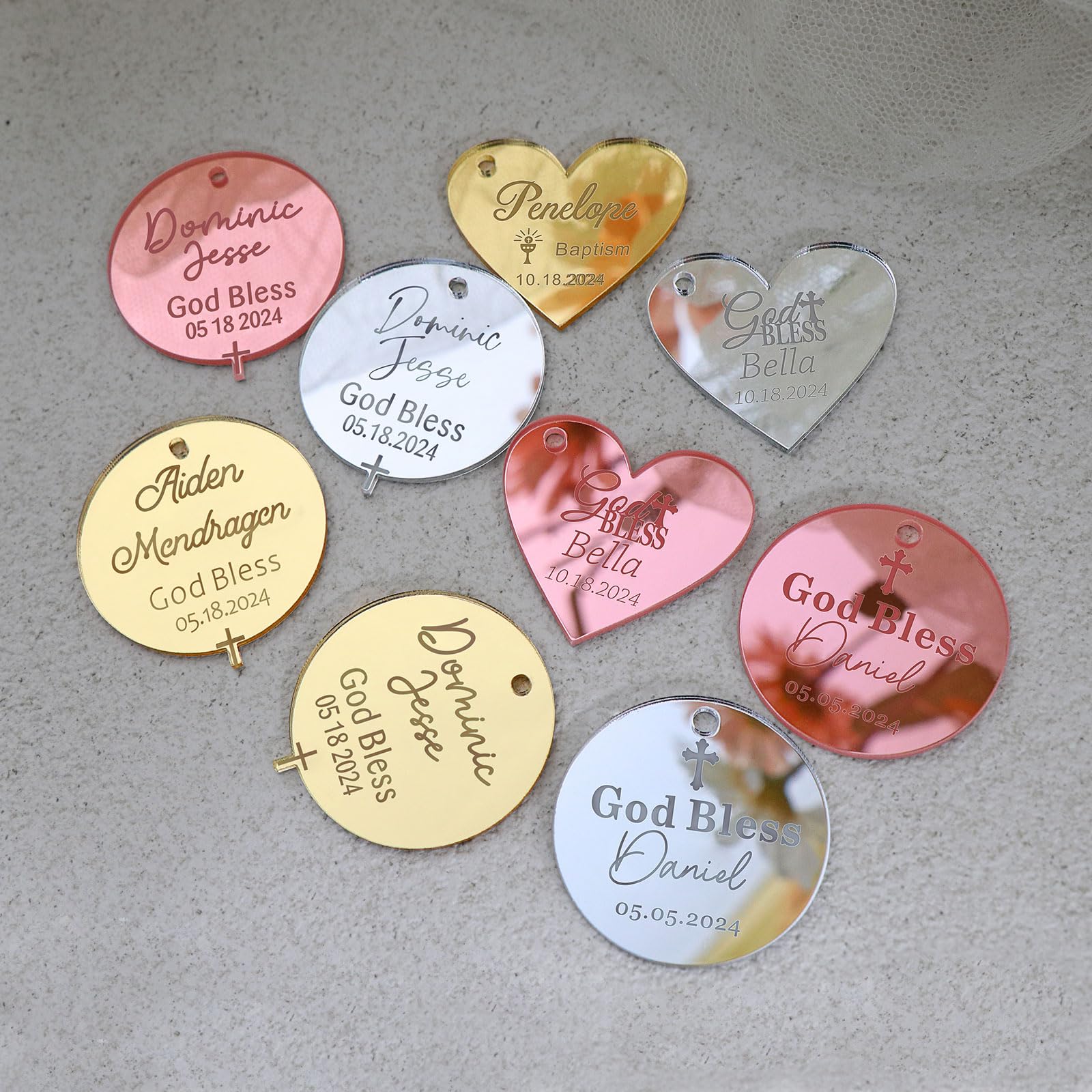 Personalized Acrylic Baptism Tags 30 Pack First Communion Party Favors