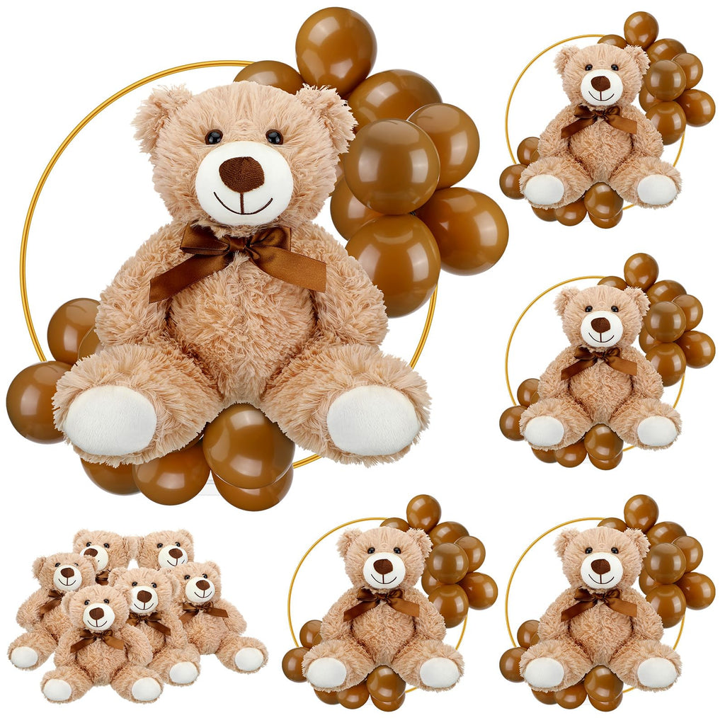Bear Table Centerpieces with Floral Hoop Stand and Balloon 6 Piece Baby Shower Decoration Set