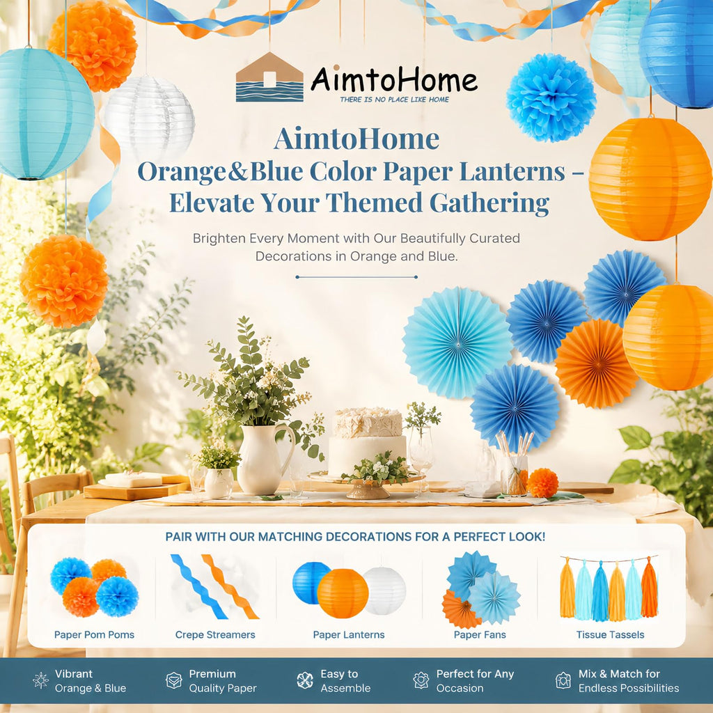 AimtoHome Paper Lanterns Set (12 Pcs) - 6/8/10 Inch