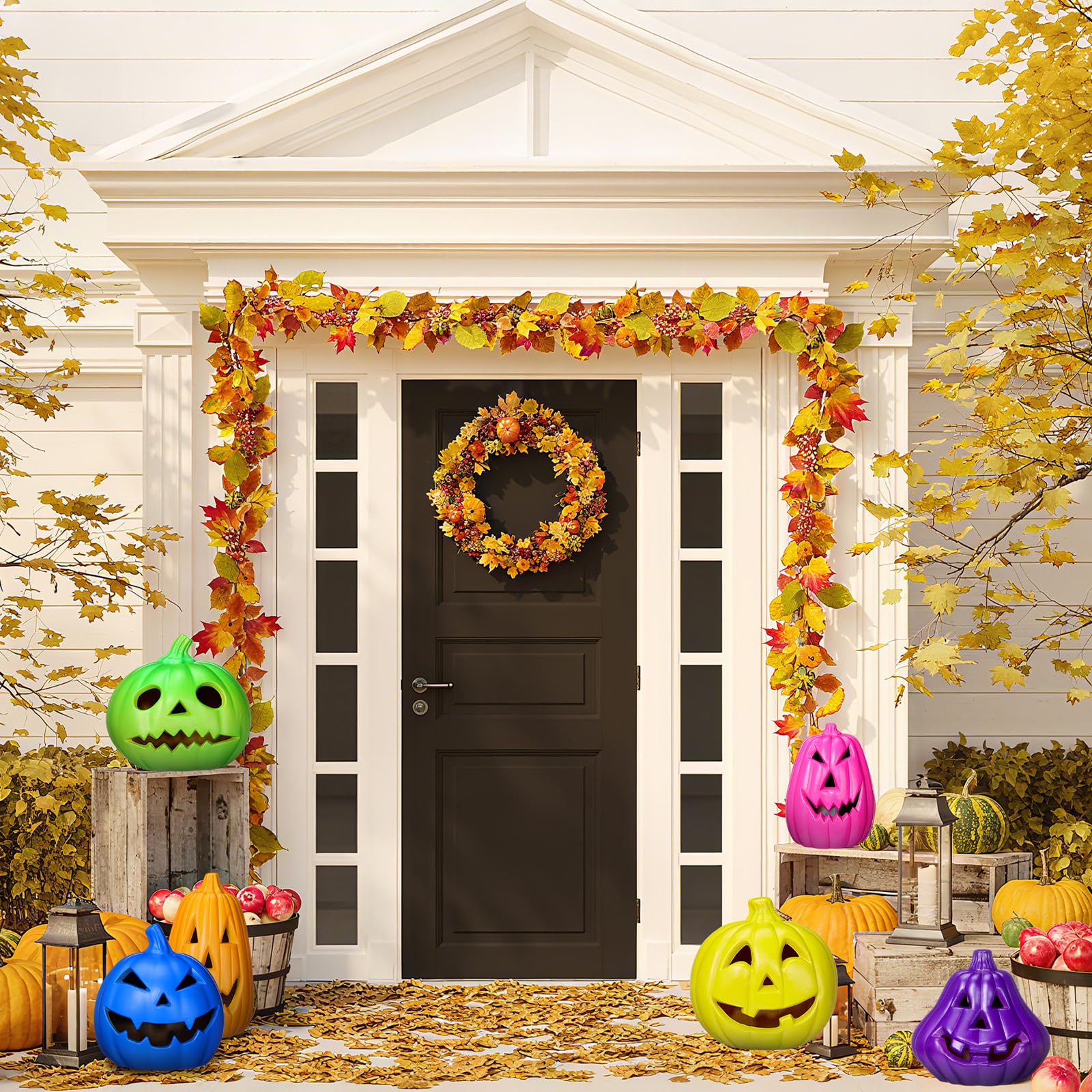 Tujoe Halloween Pumpkin Lantern Set Light up LED