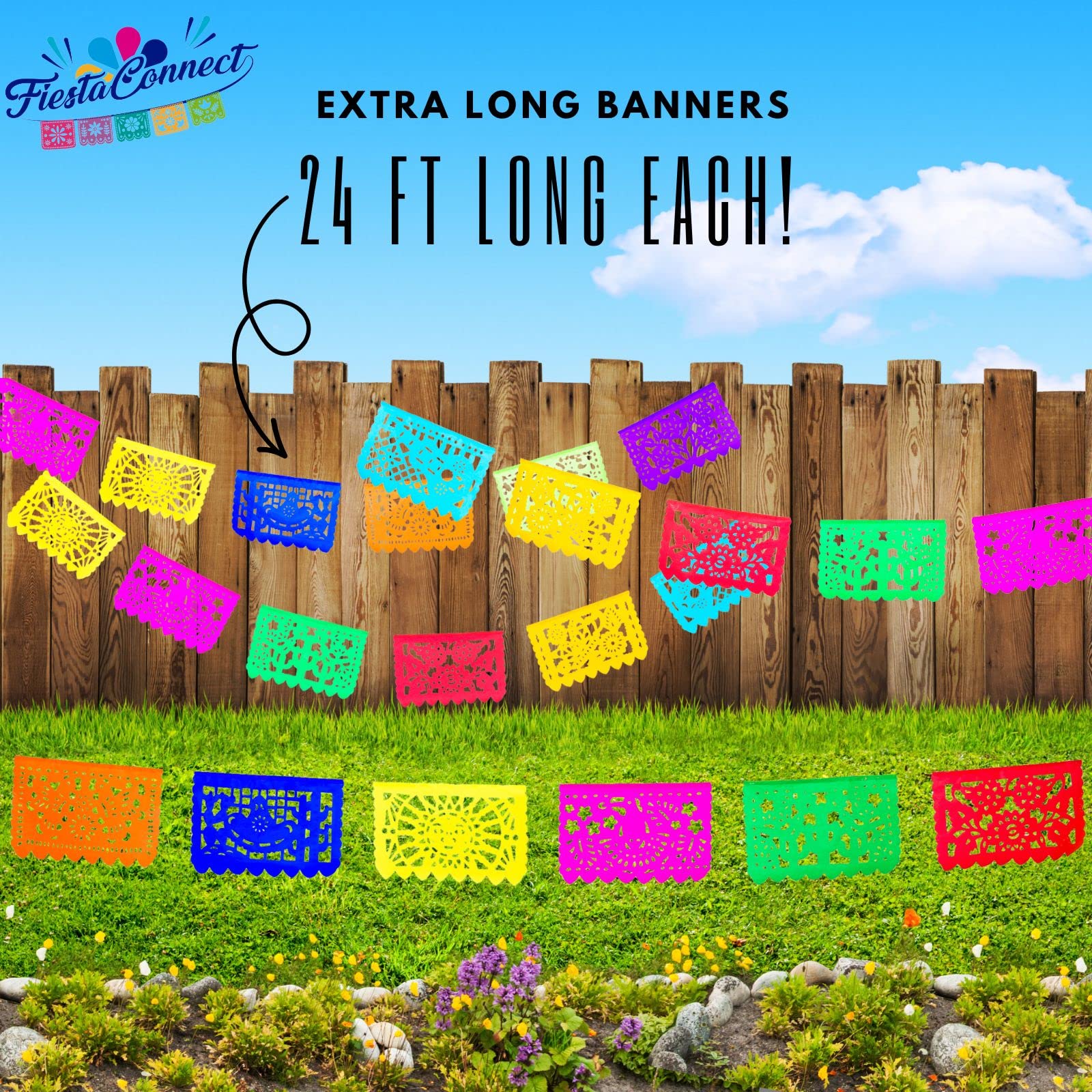 Mexican Papel Picado Banner 120Ft Multicolor Fiesta Party Decoration