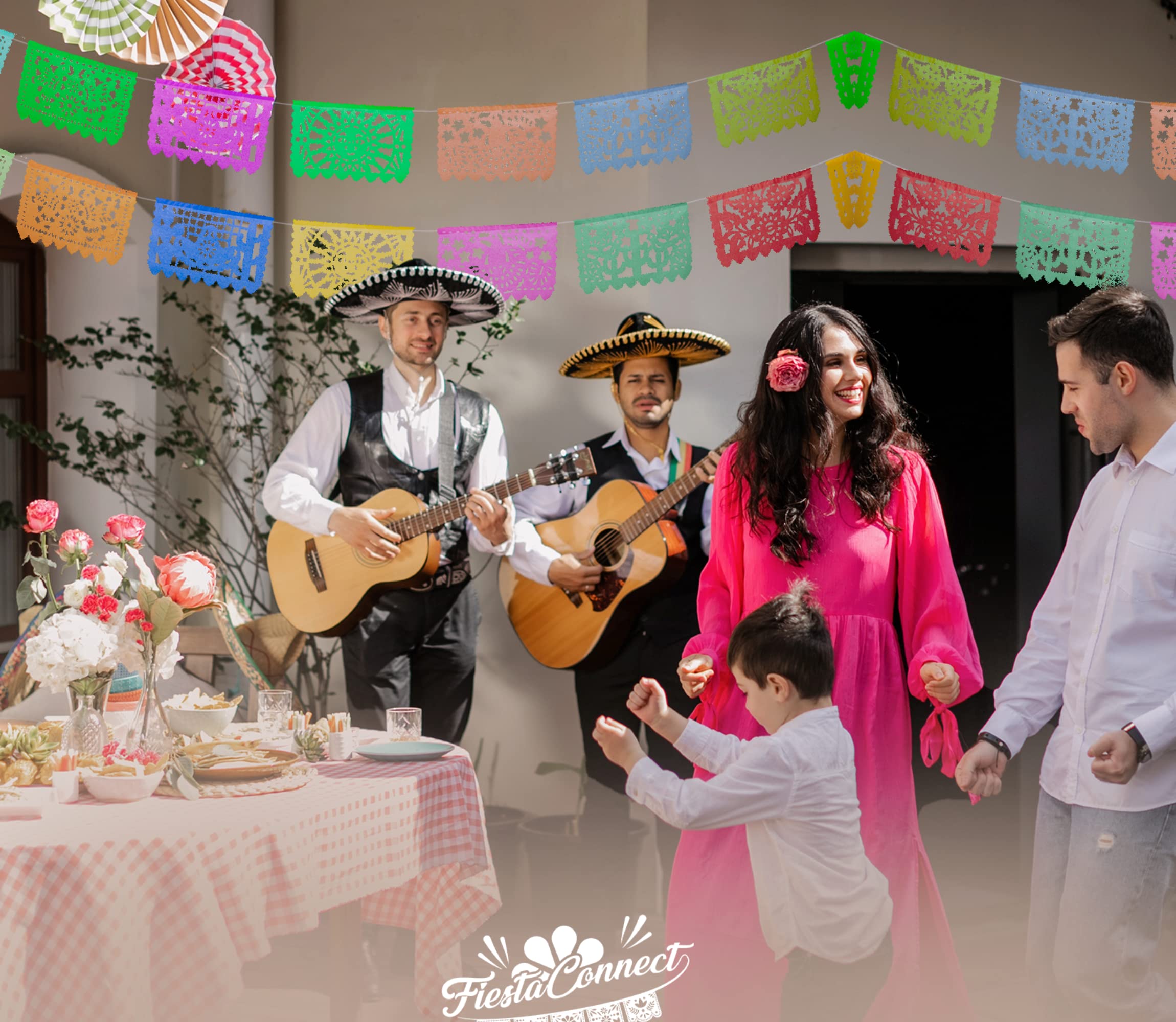 Mexican Papel Picado Banner 120Ft Multicolor Fiesta Party Decoration