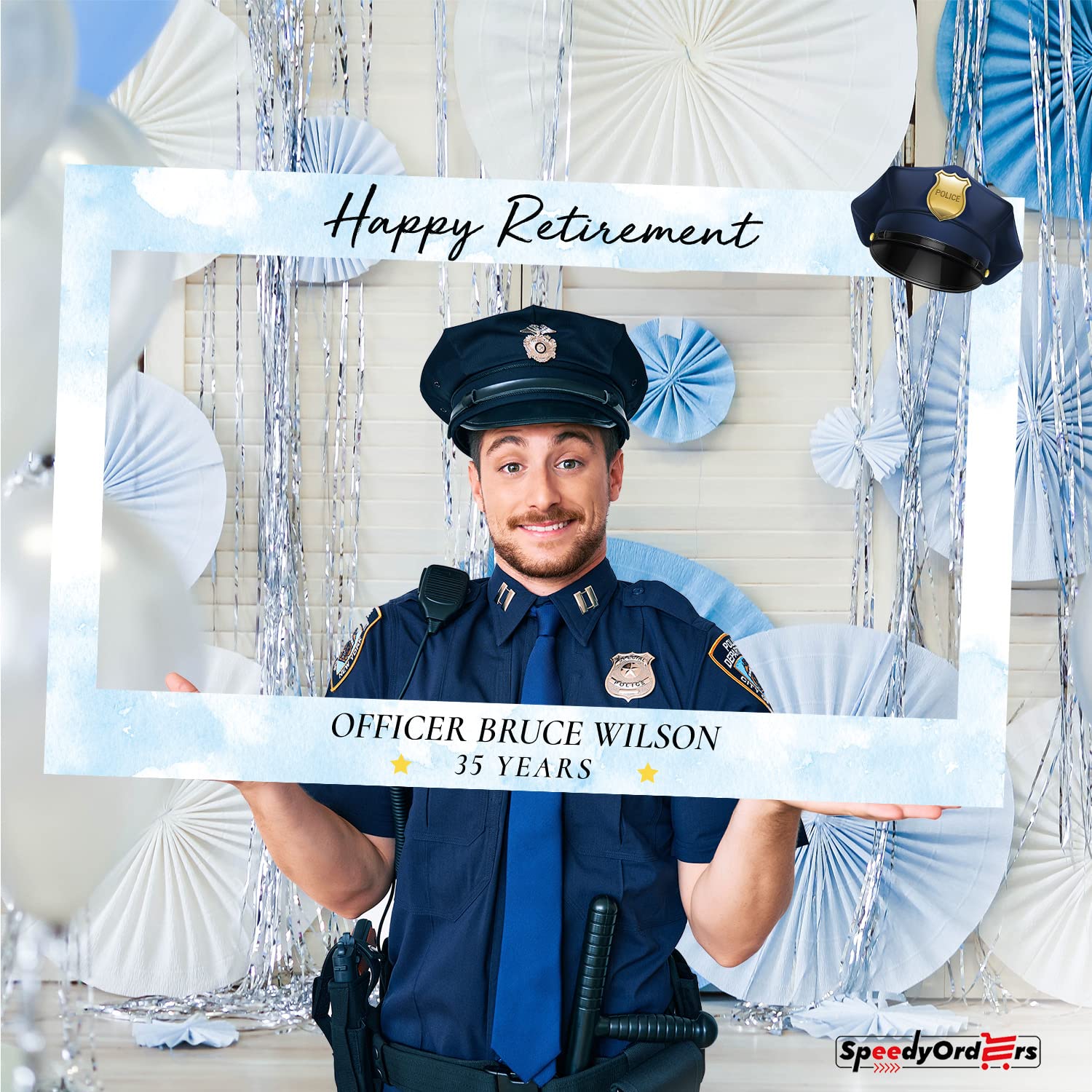 Personalized Police Retirement Photo Booth Frame Custom PVC Party Prop