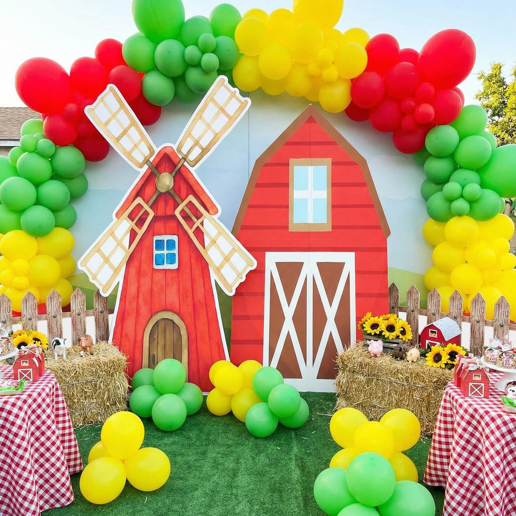 Honoson Large Farm Party Decorations Barn Cardboard Backdrop