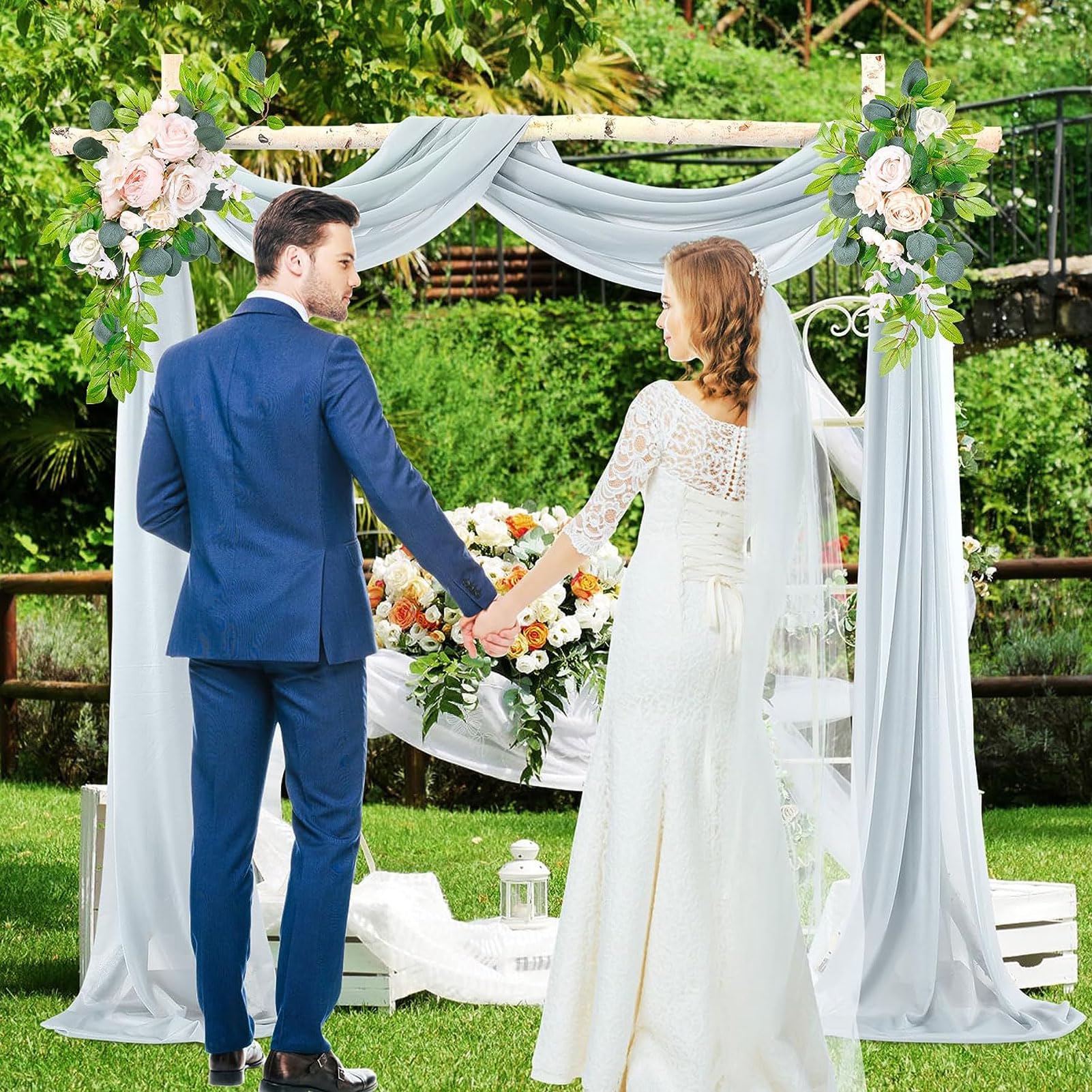 Extra Long Sheer Chiffon Backdrop Curtain 5 x 1000Cm Wedding Arch Drape