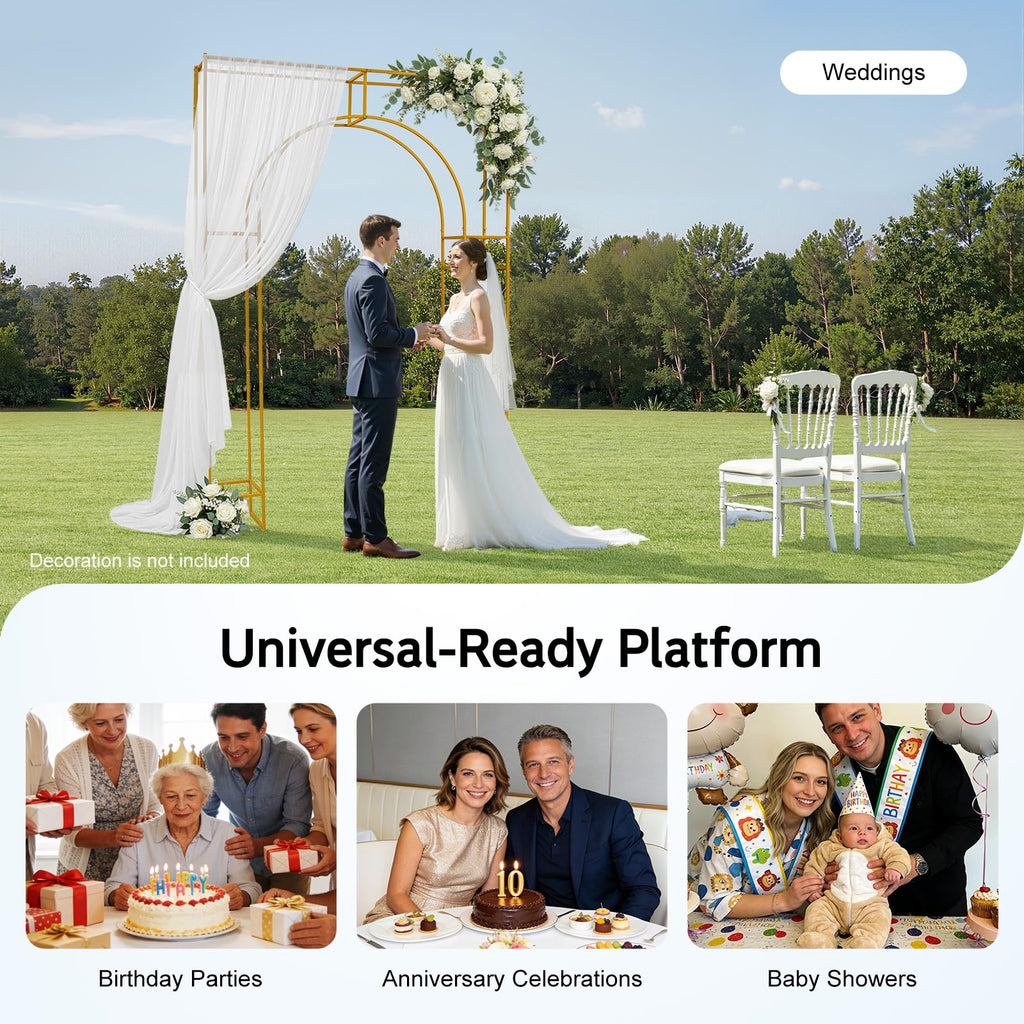 Metal Wedding Arch Backdrop Stand 5.91 x 8.2Ft Gold Balloon Arch Frame