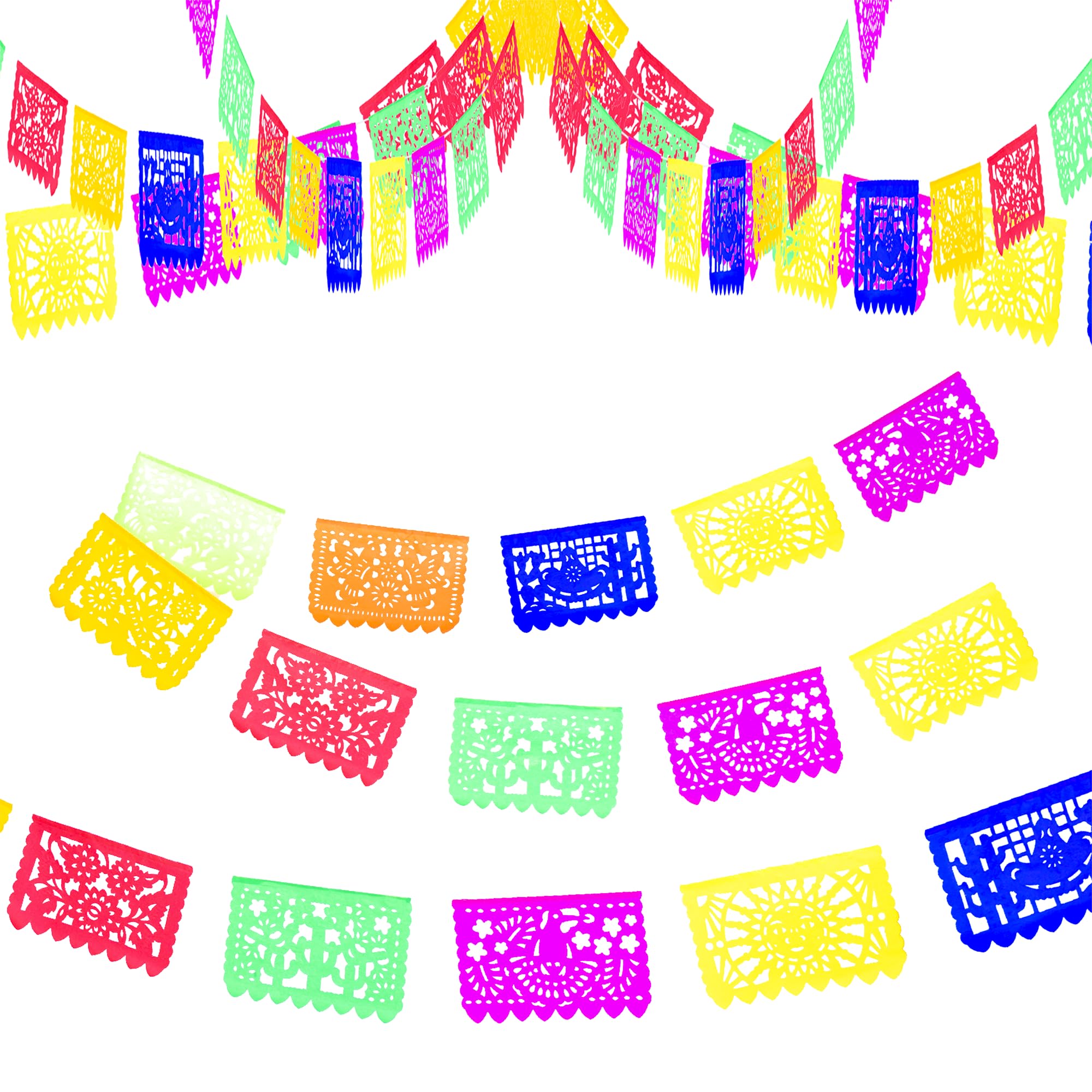 Mexican Papel Picado Banner 120Ft Multicolor Fiesta Party Decoration