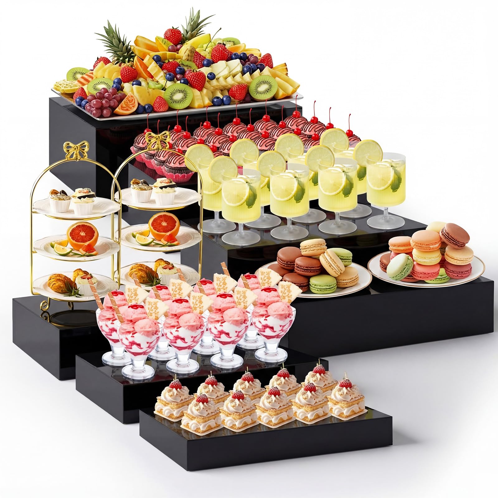 Acrylic Buffet Display Riser Set 7 Pcs Dessert Table Stand