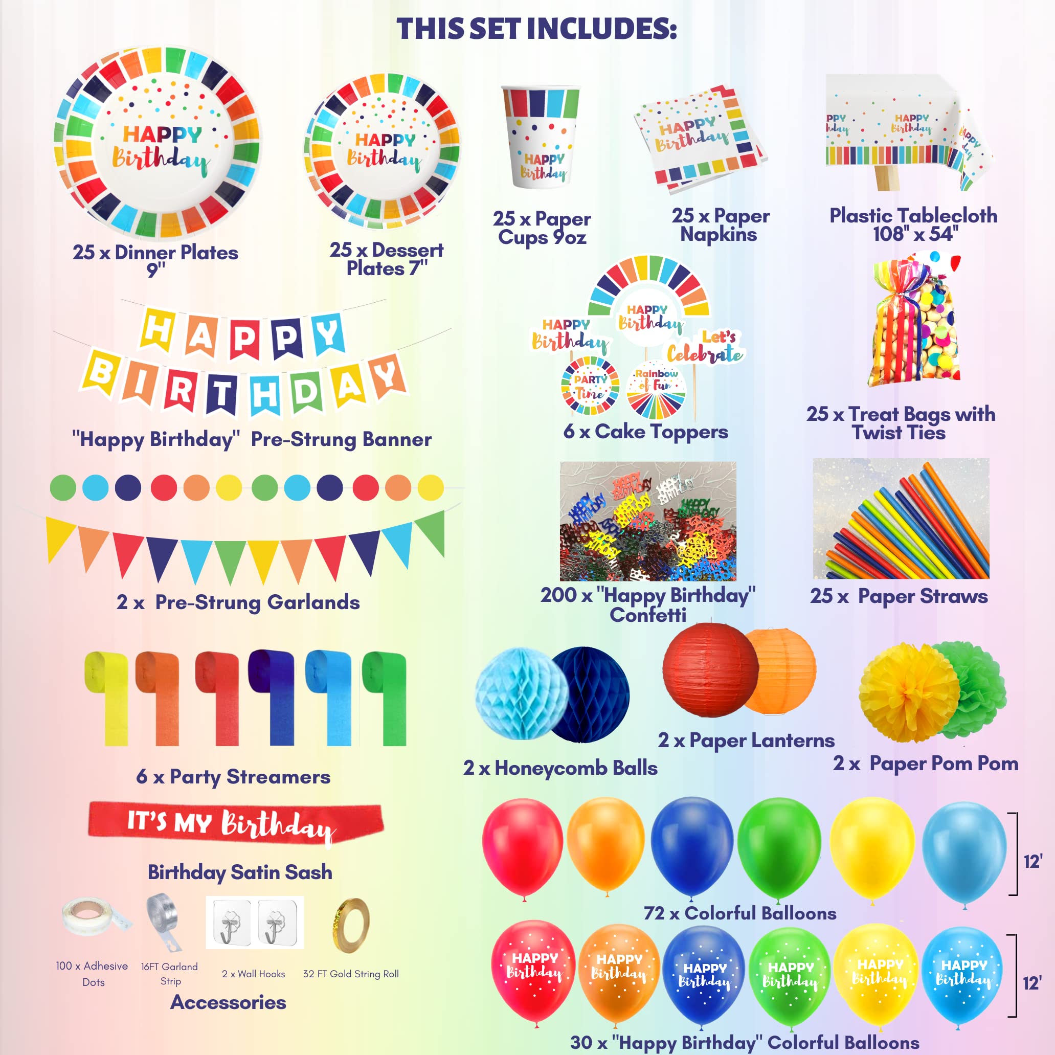 Colorful Birthday Party Decoration Bundle 491 Piece Set