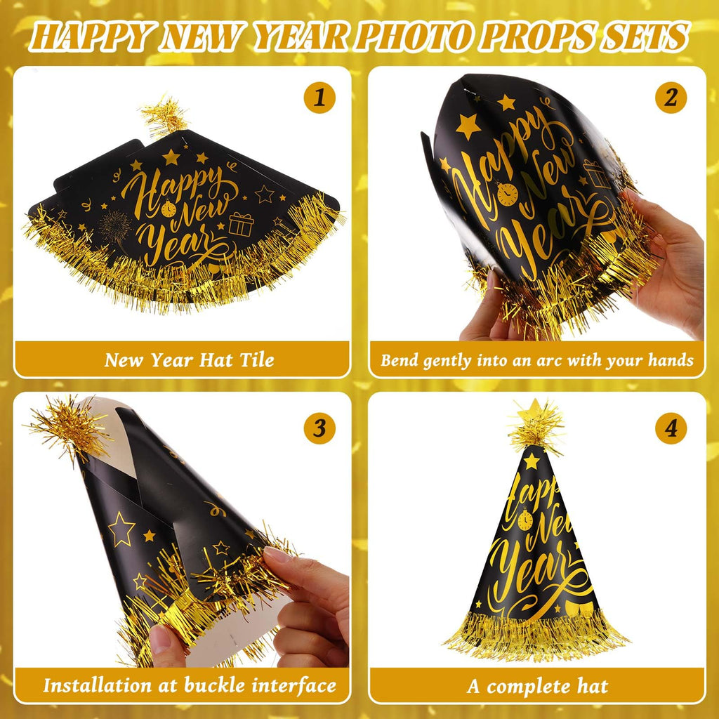 New Year's Eve Party Hat Set 144 Piece Celebration Supplies for 48 Guests