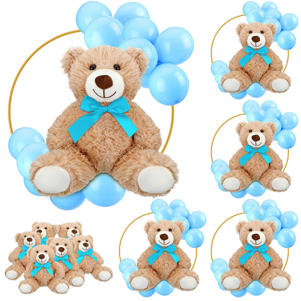 Bear Table Centerpieces with Floral Hoop Stand and Balloon 6 Piece Baby Shower Decoration Set