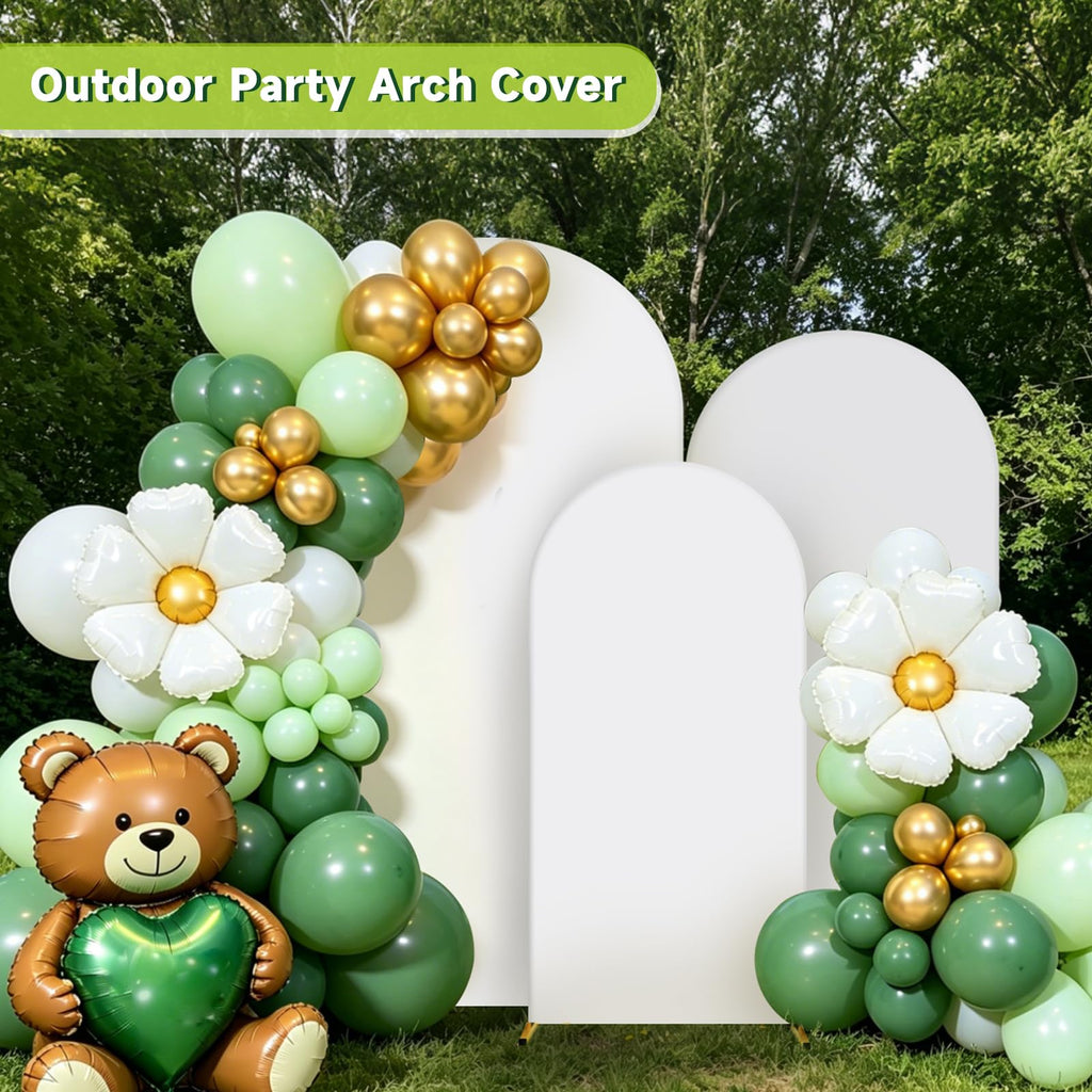 Metal Arch Backdrop Stand Set with White Cover 4Ft 5Ft 6Ft
