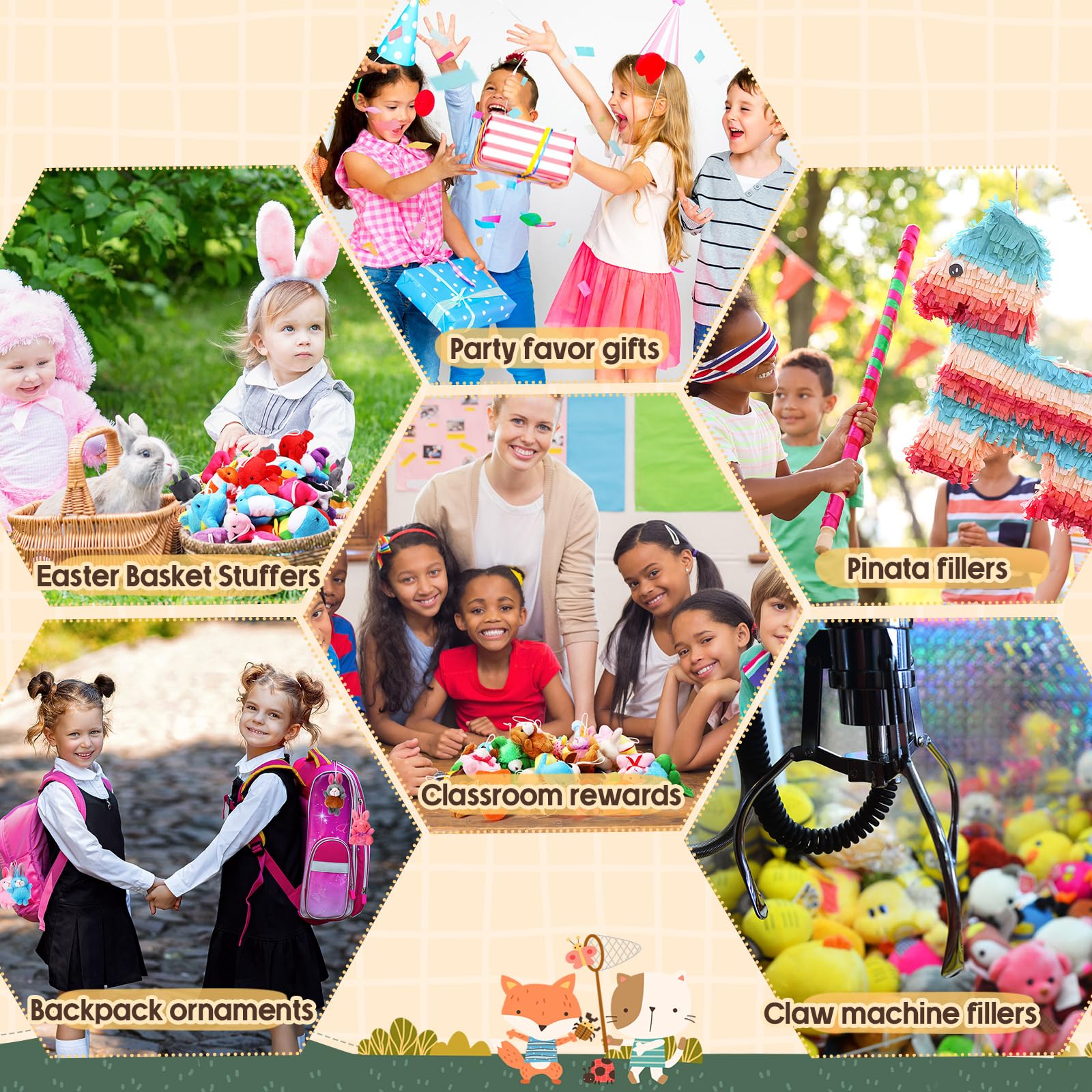 Mini Stuffed Animal Plush Toys Assortment 500 Piece Party Favor Set