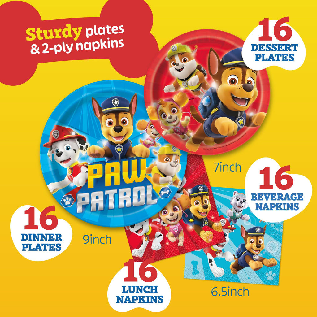 Kids Birthday Party Supplies Kit for 16 Guests 79 Piece Set Plates Napkins Balloons Banner