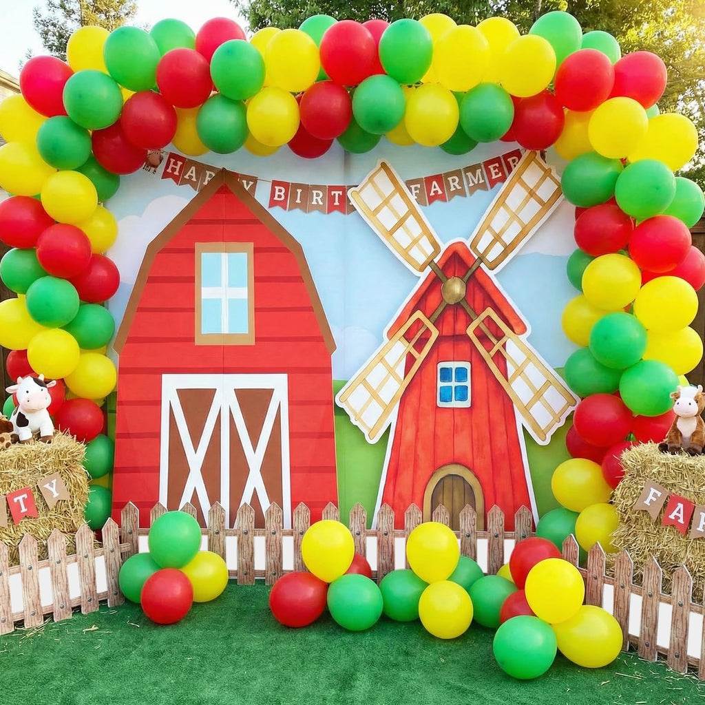 Honoson Large Farm Party Decorations Barn Cardboard Backdrop
