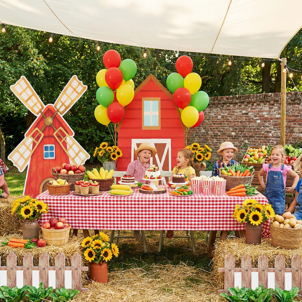 Honoson Large Farm Party Decorations Barn Cardboard Backdrop