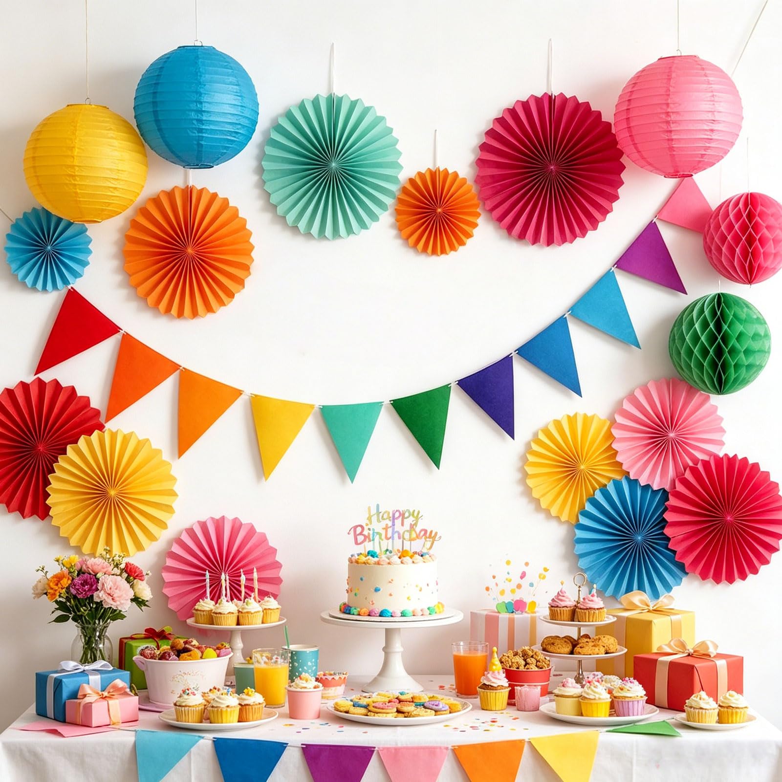 AimtoHome Paper Round Fan Set (12 Pcs)