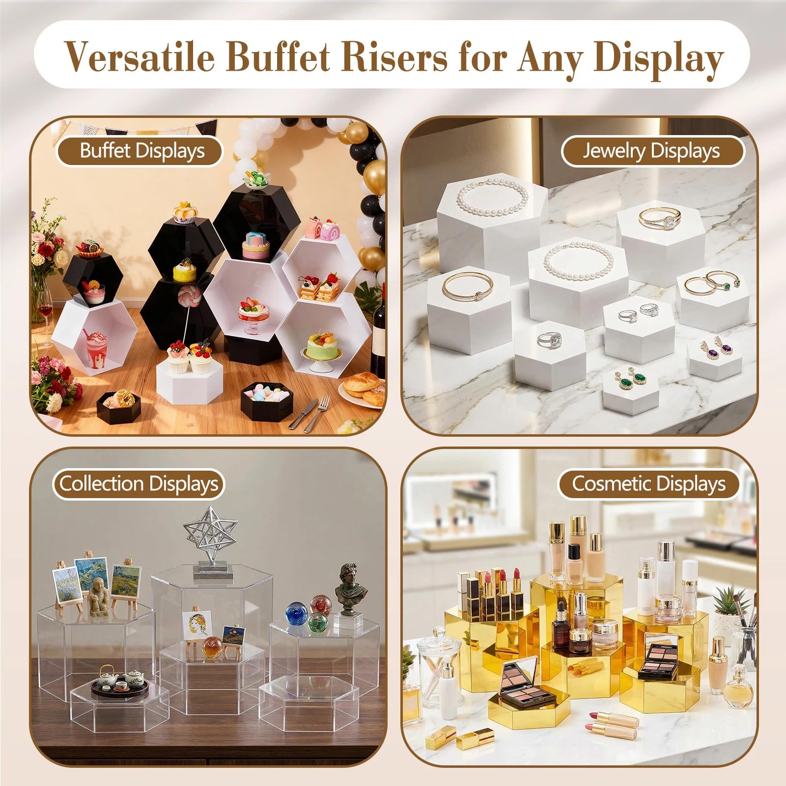 Acrylic Buffet Display Riser Set 7 Pcs Dessert Table Stand