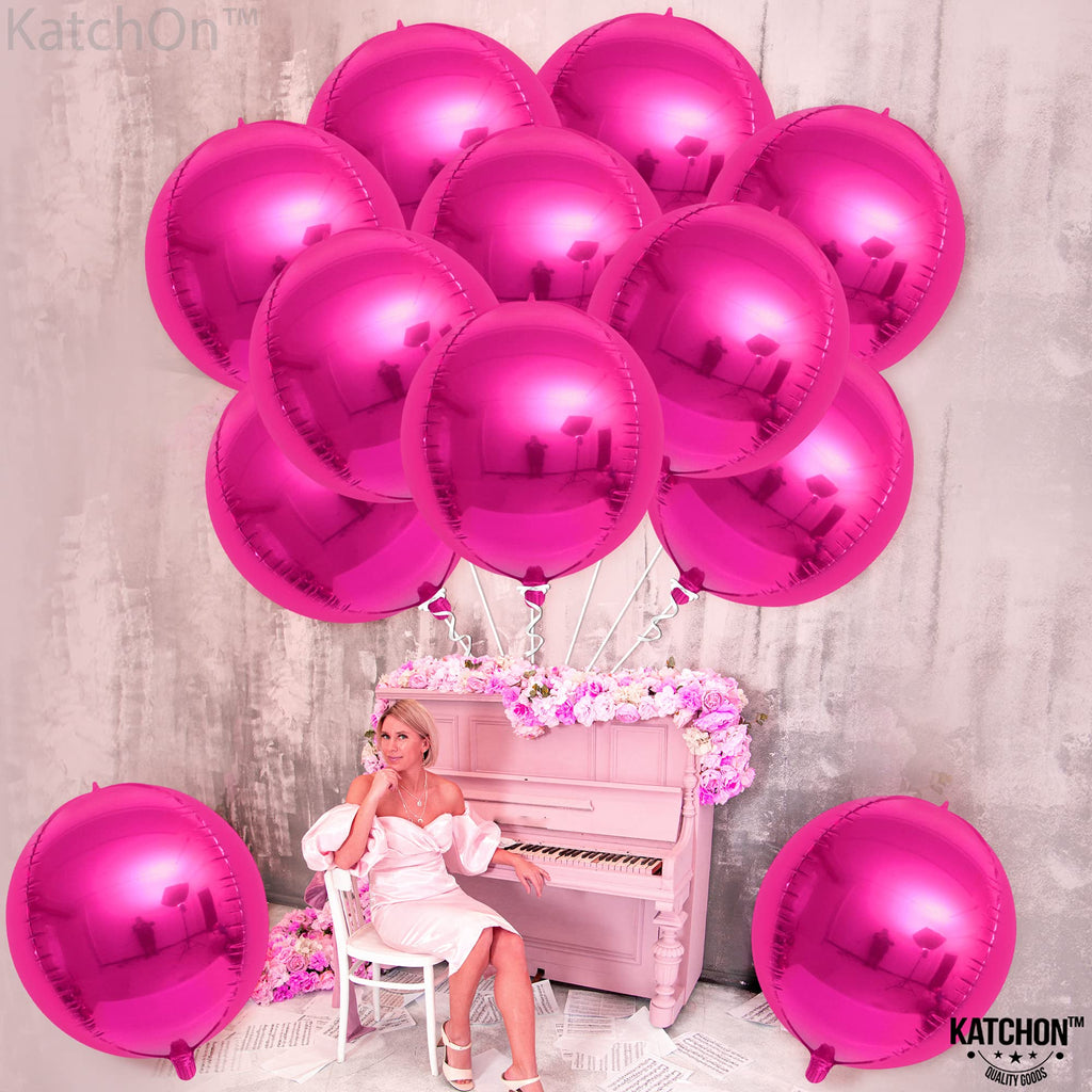 Hot Pink and Checkered Mylar Balloon Set 24 Pack Party Decoration