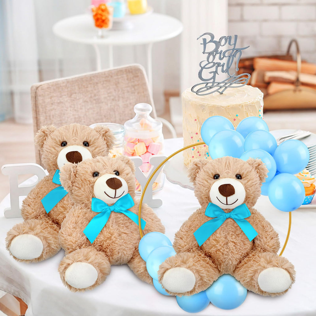Bear Table Centerpieces with Floral Hoop Stand and Balloon 6 Piece Baby Shower Decoration Set