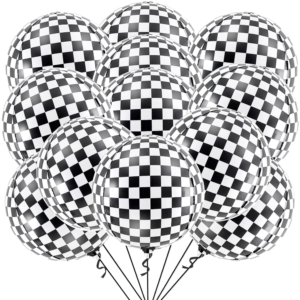 Hot Pink and Checkered Mylar Balloon Set 24 Pack Party Decoration