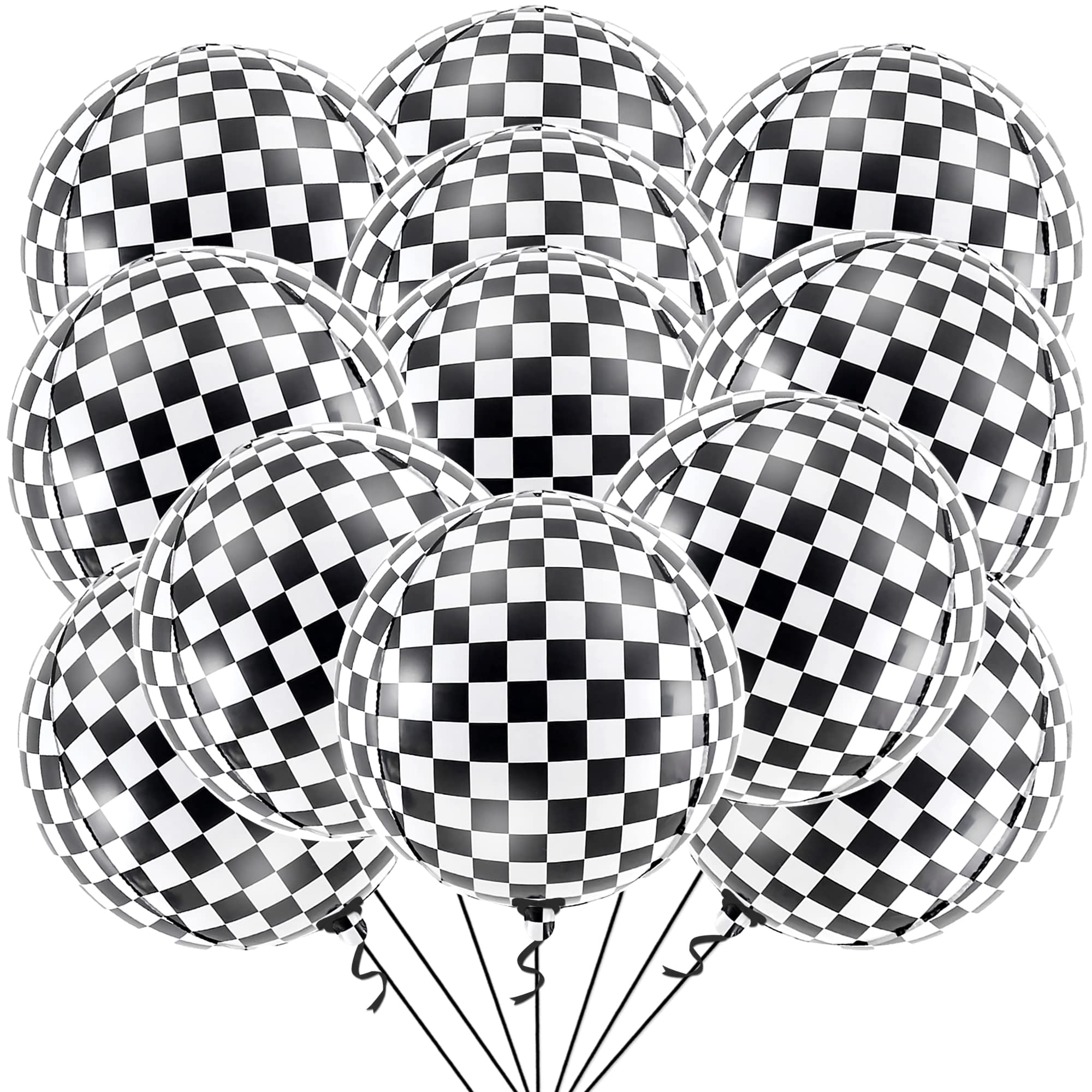 Hot Pink and Checkered Mylar Balloon Set 24 Pack Party Decoration