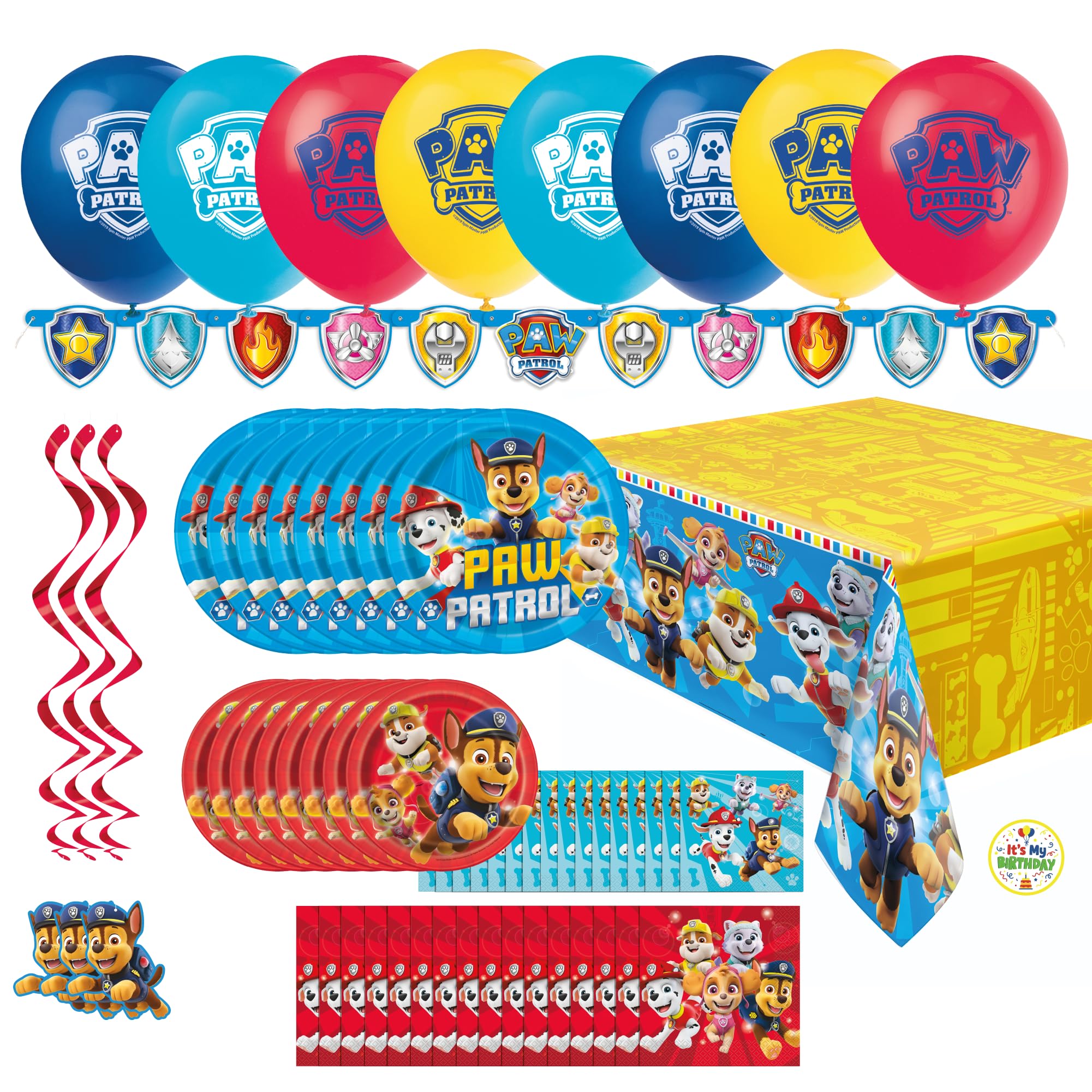 Kids Birthday Party Supplies Kit for 16 Guests 79 Piece Set Plates Napkins Balloons Banner